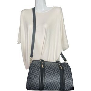 Designer Fashion Black Gray Monogram Large Bag